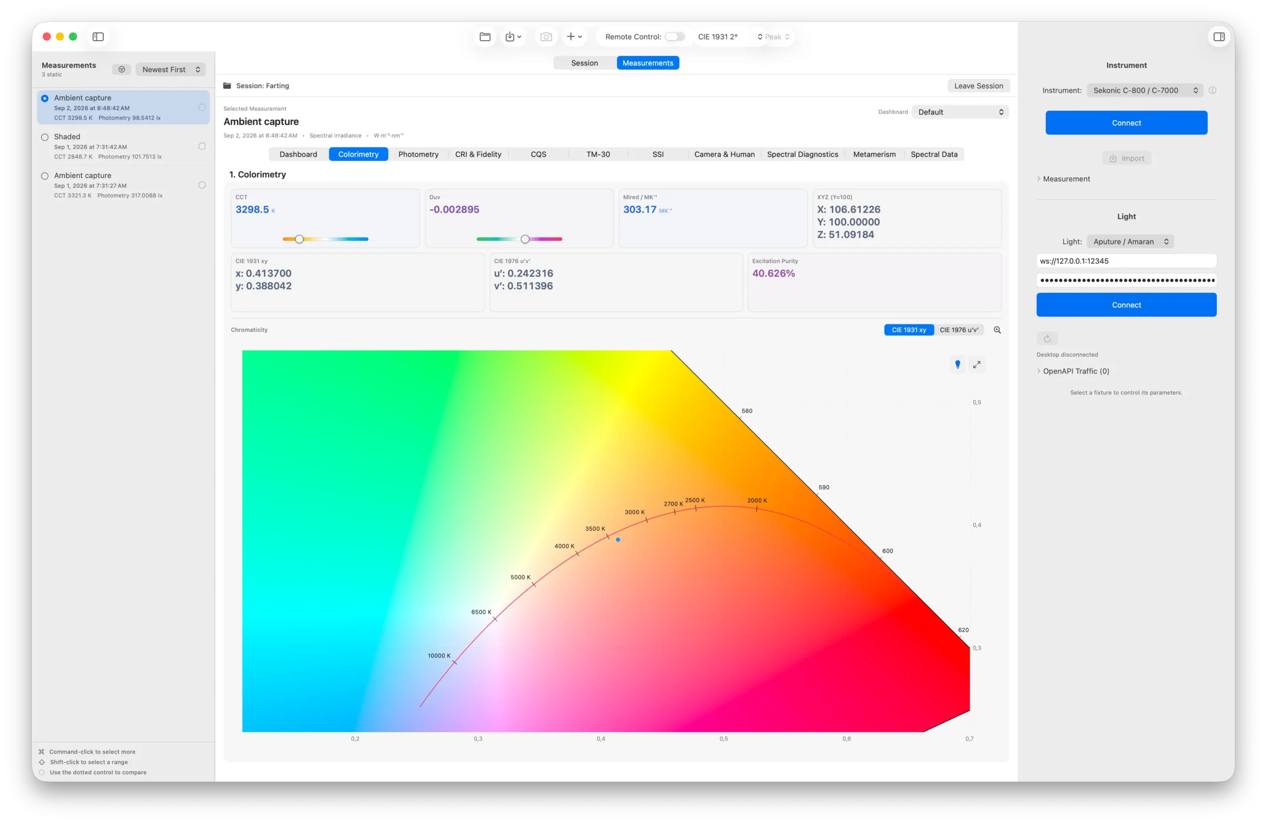 ColorBox - Lighting Analysis - Colorimetry